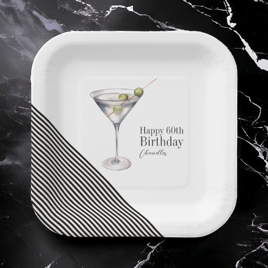 Martini Cocktail 60e Verjaardagsfeestje Papier Bor Papieren Bordje
