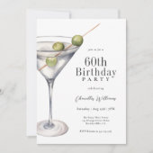 Martini Cocktail 60ste verjaardagsfeestje Kaart (Voorkant)