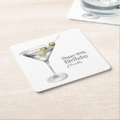 Martini Cocktail 60ste verjaardagsfeestje Kartonnen Onderzetters (Schuin)