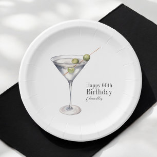Martini Cocktail 60ste verjaardagsfeestje Papieren Bordje
