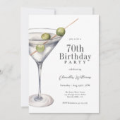 Martini Cocktail 70ste Verjaardagsfeest Kaart (Voorkant)