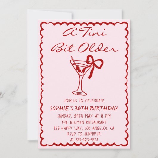 Martini Cocktail A Tini Bit Older 30th Birthday Kaart (Voorkant)