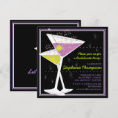 Martini Cocktail Bachelorette Party Invitation Kaart (Voorkant / Achterkant)