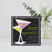 Martini Cocktail Bachelorette Party Invitation Kaart (Staand voorkant)