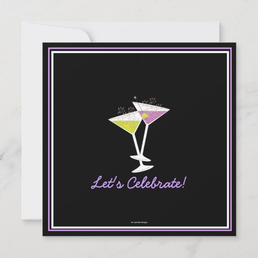 Martini Cocktail Bachelorette Party Invitation Kaart (Achterkant)
