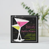 Martini Cocktail Bachelorette Party Invitation Kaart (Staand voorkant)
