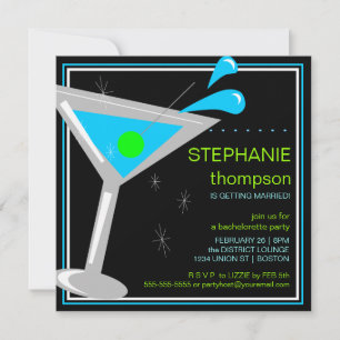 Martini Cocktail Bachelorette Party Invitation Kaart