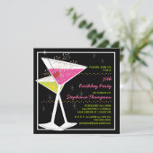 Martini Cocktail Birthday Party Invitation Kaart (Staand voorkant)