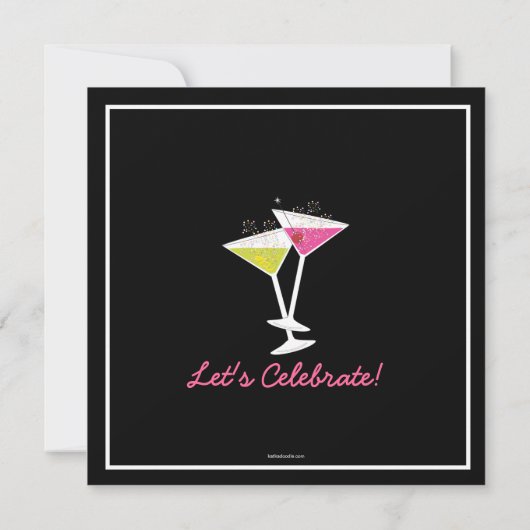 Martini Cocktail Birthday Party Invitation Kaart (Achterkant)