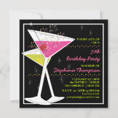 Martini Cocktail Birthday Party Invitation Kaart (Voorkant)