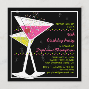 Martini Cocktail Birthday Party Invitation Kaart
