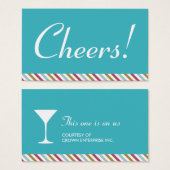 Martini cocktail blauw feestje drink ticket visitekaartjes (Voorkant /achterkant)