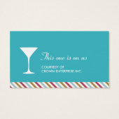 Martini cocktail blauw feestje drink ticket visitekaartjes (Achterkant)