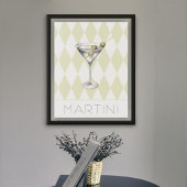 Martini Cocktail Drink op Harlequin achtergrond Poster