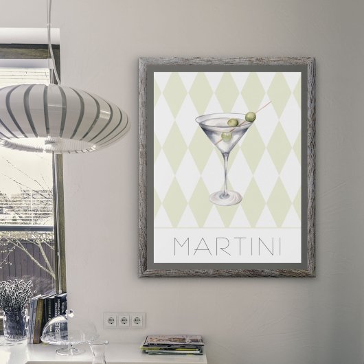 Martini Cocktail Drink op Harlequin achtergrond Poster