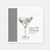 Martini Cocktail Elegant 60ste Verjaardagsfeest Servet (Voorkant)