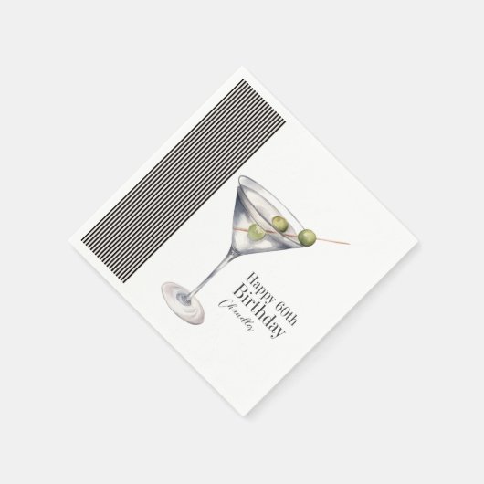 Martini Cocktail Elegant 60ste Verjaardagsfeest Servet (Hoek)