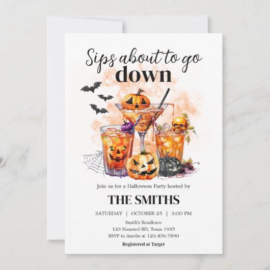 Martini Cocktail Halloween Party Uitnodiging (Voorkant)