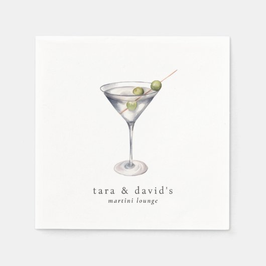 Martini Cocktail Lounge met Jouw naam Servet (Voorkant)