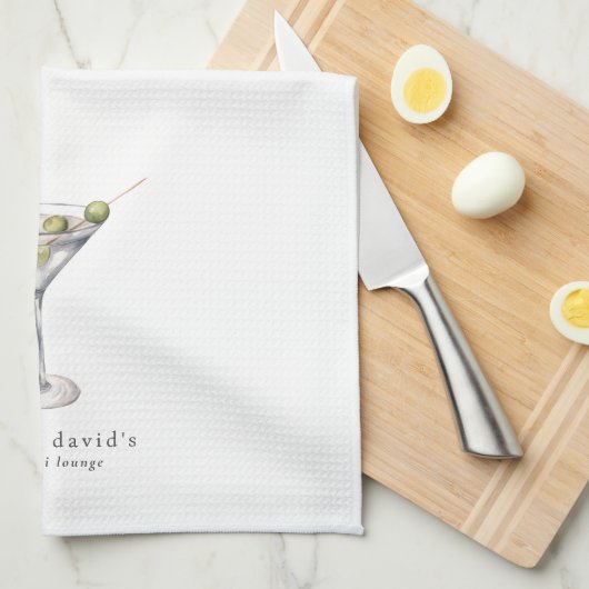 Martini Cocktail Lounge met Jouw naam Theedoek (Quarter Fold)