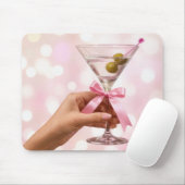 Martini Cocktail met Roze Satijnen Strik Muismat (Met muis)