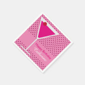 Martini Cocktail Modern Polka Dot Custom Birthday Servet (Hoek)