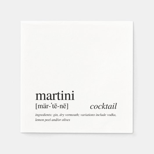 Martini Cocktail Modern Quote Black Typografie Servet (Voorkant)