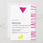 Martini Cocktail Night Party Invitation Kaart (Voorkant)