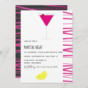 Martini Cocktail Night Party Invitation Kaart