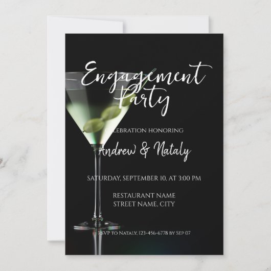 Martini cocktail op zwart kaart (Voorkant)