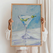 Martini Cocktail Painting Poster - Blauw
