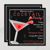 Martini Cocktail Party Invitation Kaart (Voorkant / Achterkant)