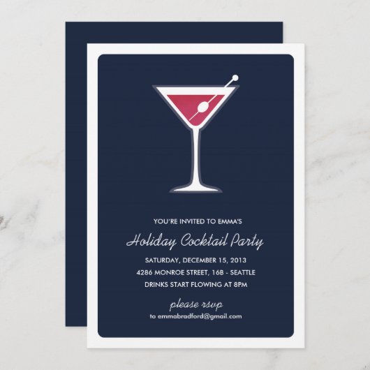 Martini Cocktail Party Invitation Kaart (Voorkant / Achterkant)