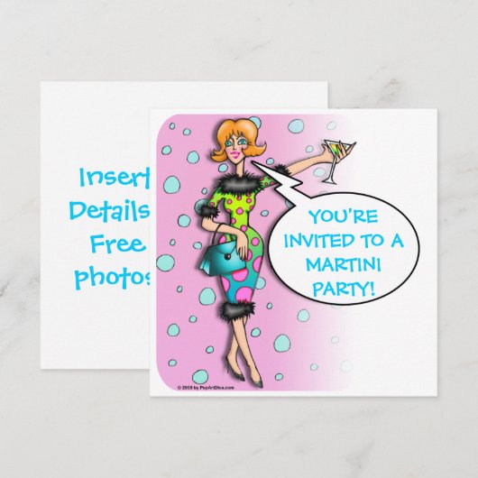 Martini - Cocktail Party Invitation Kaart (Voorkant / Achterkant)