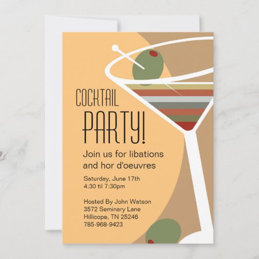 Martini Cocktail Party - Uitnodigingen (Voorkant)