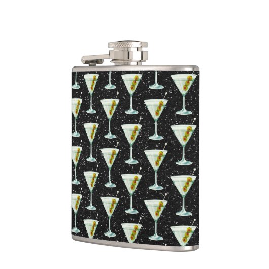 Martini Cocktail Pattern Heupfles (Links)