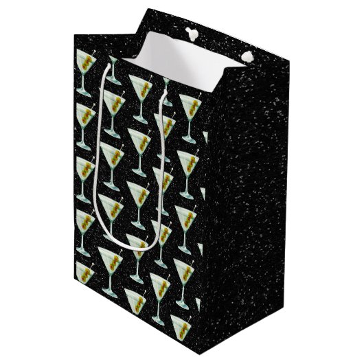 Martini Cocktail Pattern Medium Cadeauzakje (Voorkant Gekanteld)