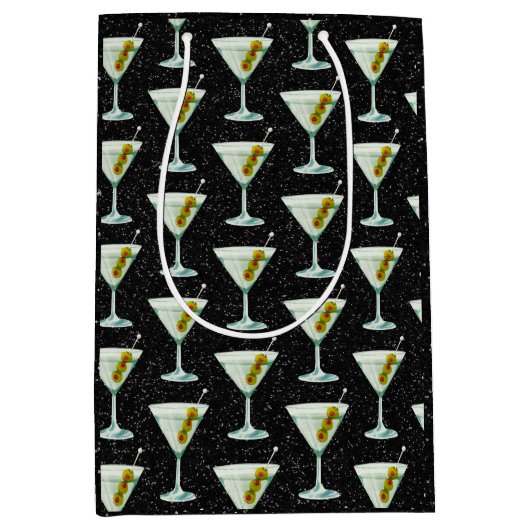 Martini Cocktail Pattern Medium Cadeauzakje (Voorkant)