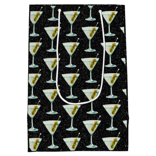Martini Cocktail Pattern Medium Cadeauzakje (Achterkant)