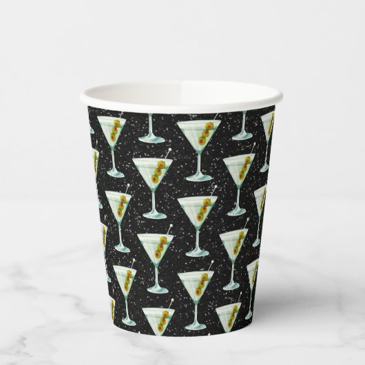 Martini Cocktail Pattern Papieren Bekers (Links)
