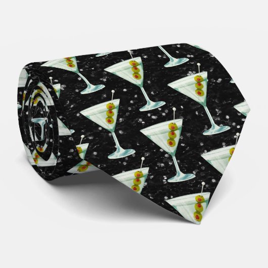 Martini Cocktail Pattern Stropdas (Opgerold)