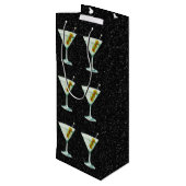Martini Cocktail Pattern Wijn Cadeautas (Achterkant Gekanteld)