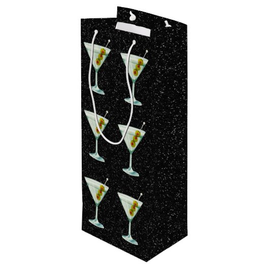 Martini Cocktail Pattern Wijn Cadeautas (Achterkant Gekanteld)