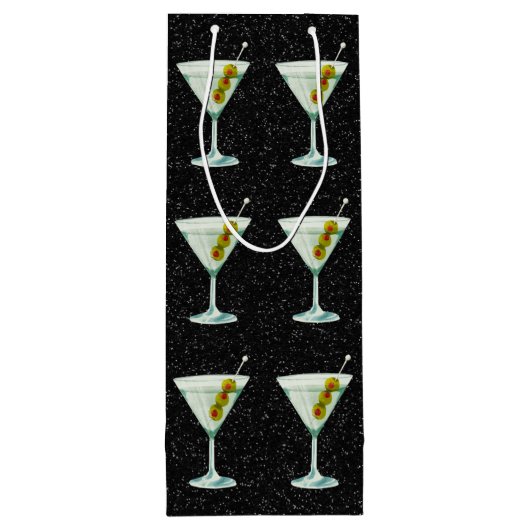 Martini Cocktail Pattern Wijn Cadeautas (Achterkant)