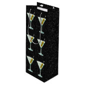 Martini Cocktail Pattern Wijn Cadeautas (Voorkant Gekanteld)