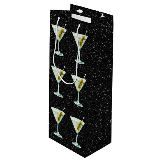 Martini Cocktail Pattern Wijn Cadeautas (Voorkant Gekanteld)