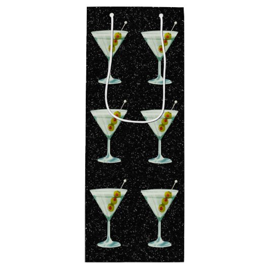Martini Cocktail Pattern Wijn Cadeautas (Voorkant)