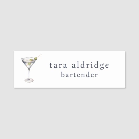Martini Cocktail Professionele Bartender Naamplaatje (Voorkant)