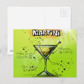 Martini Cocktail Recipe Briefkaart (Voorkant / Achterkant)
