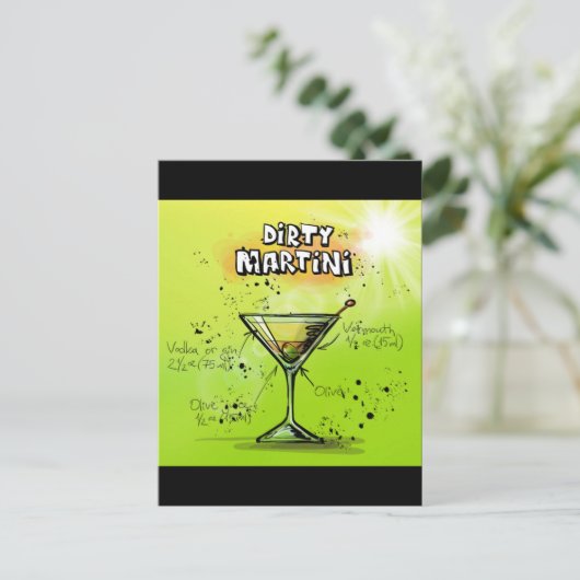 Martini Cocktail Recipe Briefkaart (Staand voorkant)